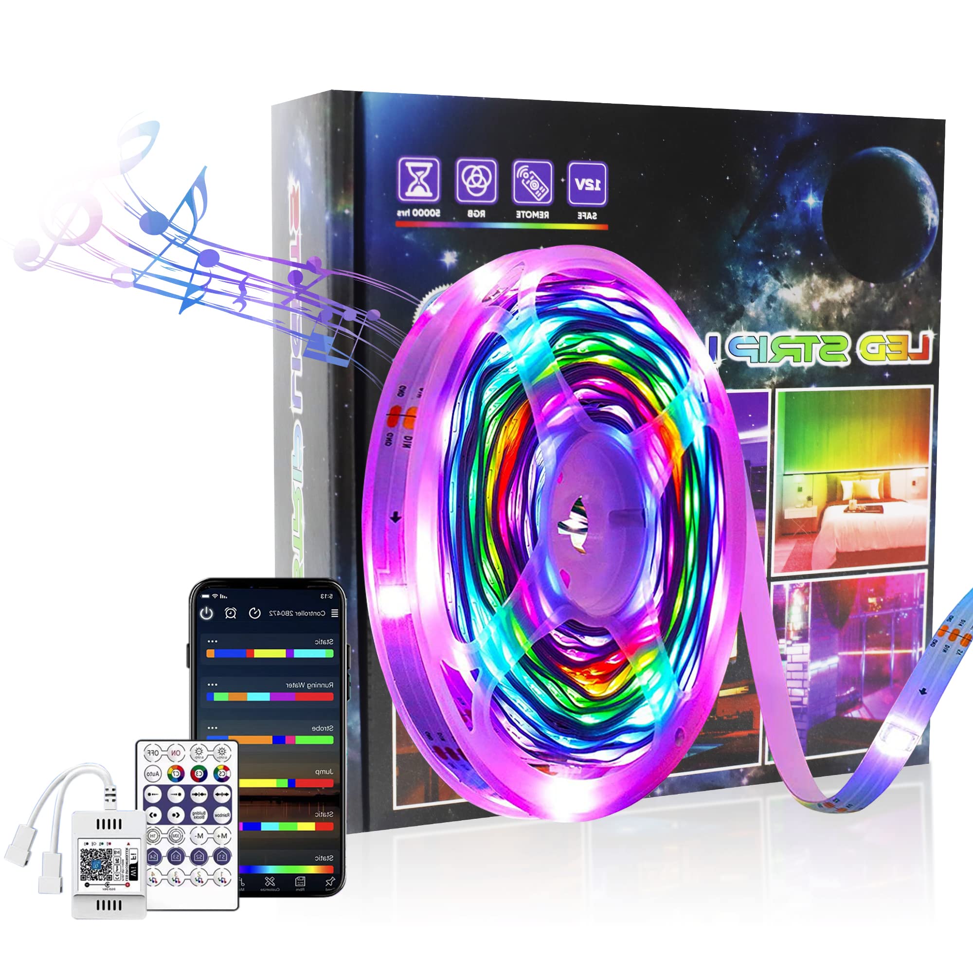 ELEPHANTBOAT RGBIC Led Strip Lights with Remote IP65 Waterproof 5M/16.4Ft 90 Led Strips for Home Decoration WiFi App Control Smart RGB Led Strip Work with Alexa and Google Assistant Music Sync Party ELEPHANTBOAT RGBIC Led Strip Lights with Remote IP65 Waterproof 5M/16.4Ft 90 Led Strips for Home Decoration WiFi App Control Smart RGB Led Strip Work with Alexa and Google Assistant Music Sync Party